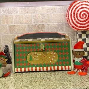 Mackenzie-Childs Courtly Check inspired breadbox. Solid wood and hand painted.